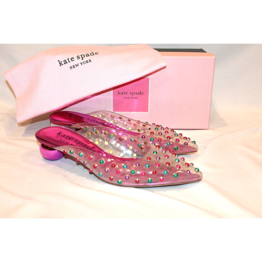 kate spade Pink Studded Pointed-Toe Mule Sandals - Picture 4 of 10